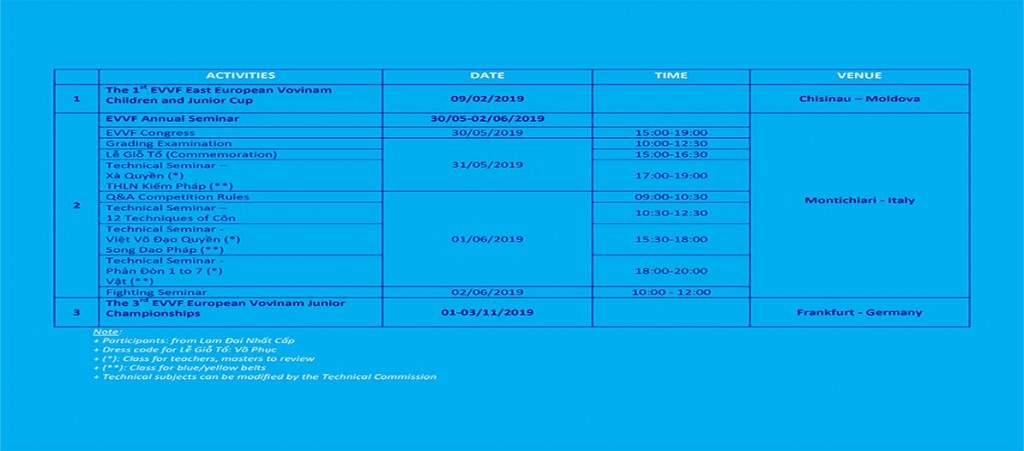 ACTIVITY SCHEDULE 2019