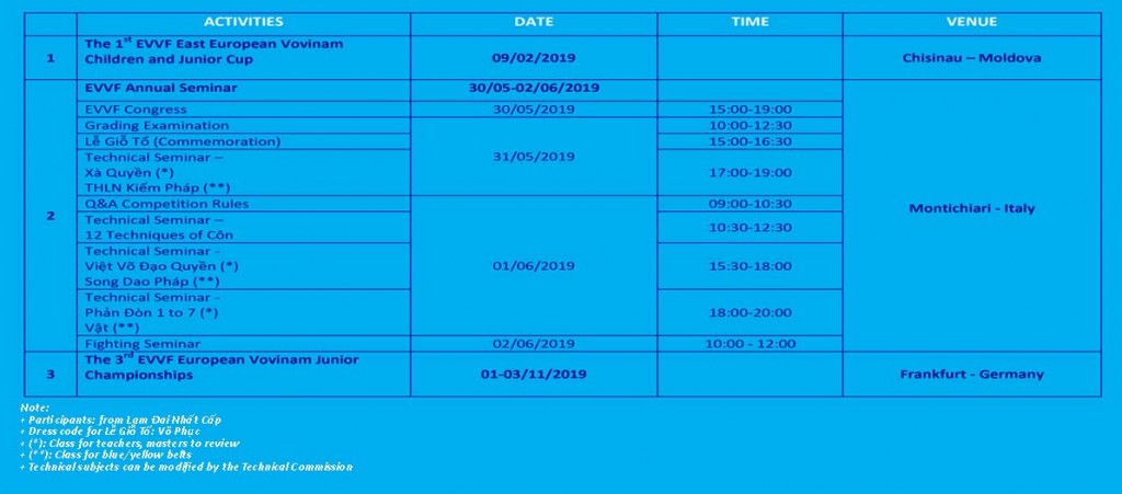 ACTIVITY SCHEDULE 2019