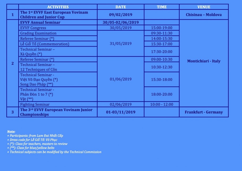 Activity Schedule For 2019[1]