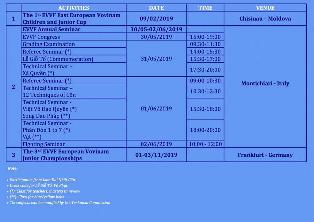 Activity Schedule For 2019[1]